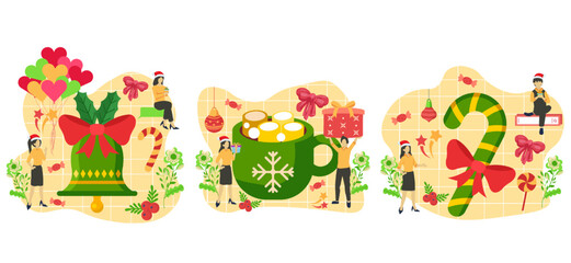 Christmas Celebration Flat Bundle Design Illustration