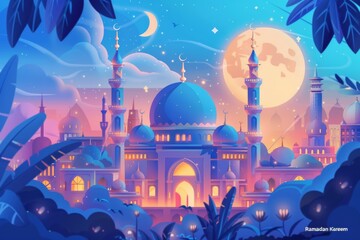 Celebrate Ramadan in Style: Festive Lights, Spiritual Symbols, and Ornate Designs in Luxurious Vector Art
