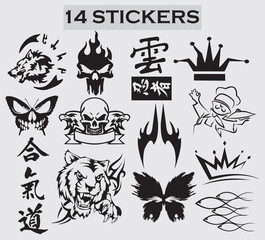 Designs and patterns used as a stickers or a stencil