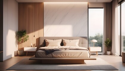 modern living room with bed