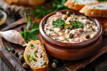 Homemade salmon pate with capers - obrazy, fototapety, plakaty