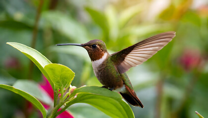 Fototapeta premium Brown Hummingbird Selective Focus. Generative AI.