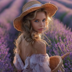 Woman in a field of lavender - 788052315