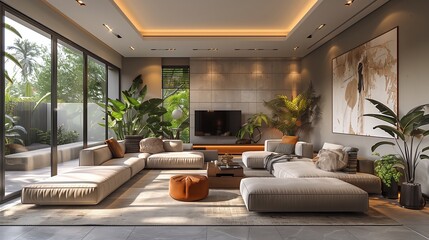 Modern contemporary design of a living room