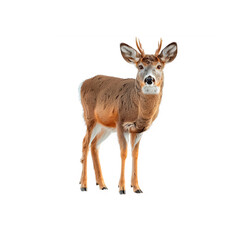 Small Deer Standing on Top of White Surface. Generative AI