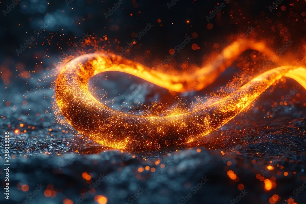 Poster the image features a never-ending loop of fire illuminating a star-filled night, symbolizing infinit