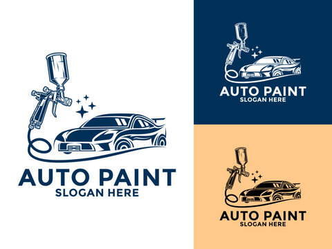 Creative auto paint logo vector, Car painting logo design vector illustration