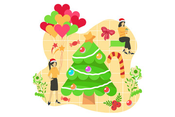 Christmas Celebration Flat Design Illustration