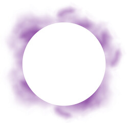 Obraz premium Circle cloud frame. Purple round steam fluffy air shape. Abstract realistic smoke border. Cloudy tunnel effect with space illustration