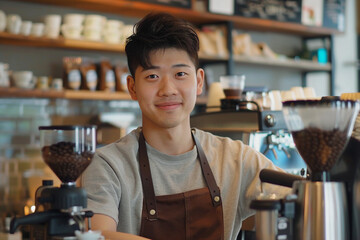 High skilled barman barista person making shaking cocktails coffee drinks in bar Generative AI picture