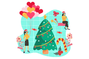 Christmas Decoration Flat Design Illustration