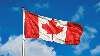 Naklejka na ściany i meble Canadian flag waving in the wind