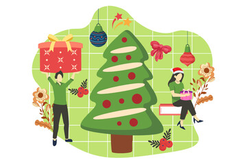 Christmas Decoration Flat Design Illustration