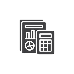 Financial diagram and calculator vector icon