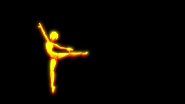 Silhouette dancing neon ballerina