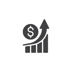 Upward arrow chart and money vector icon