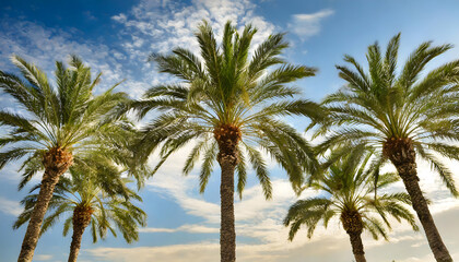 Palm Trees against Sky background. Generative AI.