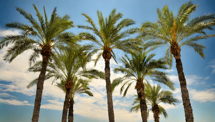 Fototapeta na wymiar Palm Trees against Sky background. Generative AI.
