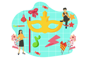 Fototapeta premium New Year Celebration Flat Design Illustration