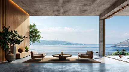 Obraz premium House exterior architecture sea view design African.
