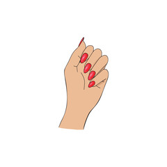 female hand with red nail polish vector