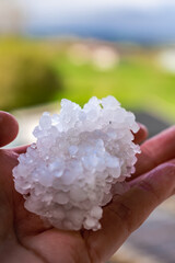 Hail balls in march, natural springtime weather, can cause damages
