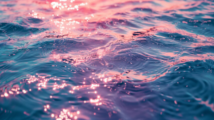 Purple water surface, sunset reflection on the sea or ocean - obrazy, fototapety, plakaty