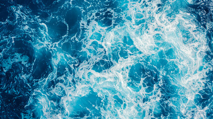 Coast with waves as a background from top view. Blue water background from drone. Summer seascape from air - obrazy, fototapety, plakaty