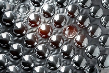 Pile of tablets pill in silver aluminium foil blister pack. Pharmaceutical industry