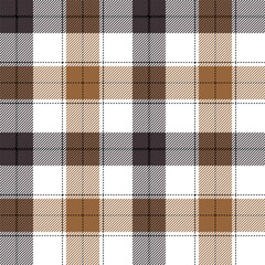 Tartan plaid seamless pattern. Black, brown, white color. Scottish, lumberjack and hipster fashion style.
