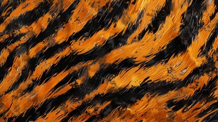 Closeup of an organisms electric blue pattern on black and orange tiger fur - obrazy, fototapety, plakaty
