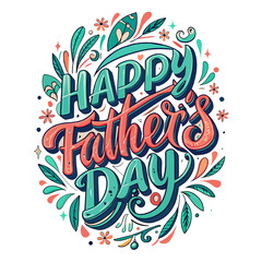 Happy Father's day lettering for greeting cards, social media. Retro design element. digital craft style. 