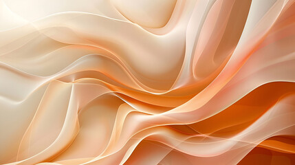 Abstract background of golden silk or satin ,Flowing, transparent, elegant curves, soft peach color of the fabric ,an orange and white fabric ,the wave background features a stunning blend of brown 
 - obrazy, fototapety, plakaty