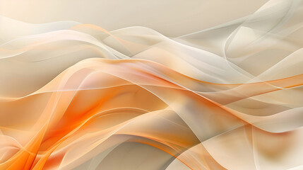 Abstract background of golden silk or satin ,Flowing, transparent, elegant curves, soft peach color of the fabric ,an orange and white fabric ,the wave background features a stunning blend of brown 
