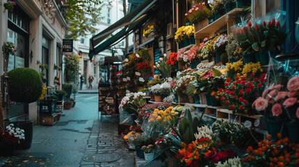 Shop on sale of flowers in Paris, France