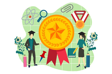 Graduation Party Flat Design Illustration