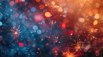 Bright and colorful background of fireworks exploding in a starry night sky, perfect for New Year's celebration