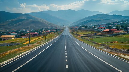 Fototapeta premium A highway on town background. Generative AI.