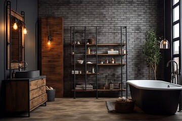 Wooden Oasis: Industrial Chic Bathroom Ideas with Warm Touches