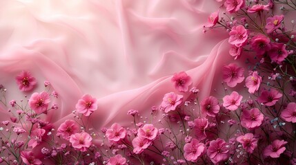 Pink flowers on satin