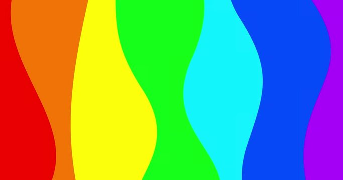 Multicolored wavy shapes. Rainbow colors gradient moving background, Seamless loop animation