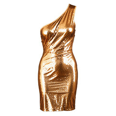 Glamorous sequin cocktail dress one shoulder fitted silhouette shimmering gold Product mockup The final image