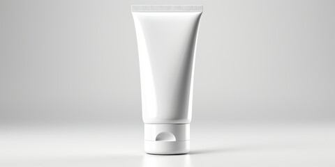 white tube of cream without logo on a white background, cream mockup. Generative AI