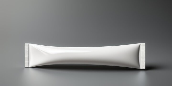 Blank white craft sugar package mockup, horizontal. Generative AI