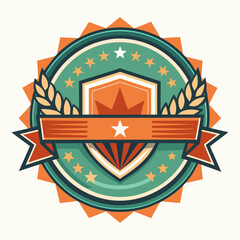 Minimal Vintage shield with Stars and Stripes, 70s, 80s