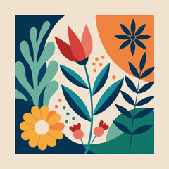 Floral Bouquet Illustration with tulip and rose, nature art and design pattern for spring and summer card decoration