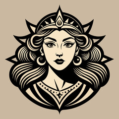 Woman Portraits with Tattoo, vector illustration of beauty, fashion, and sensuality in black silhouette drawing