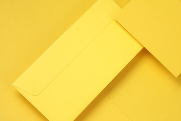 Yellow color trend. Envelope with invitation card