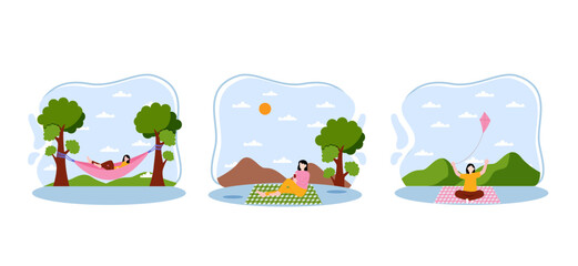 Naklejka premium Flat Bundle Weekend Activity Design Illustration
