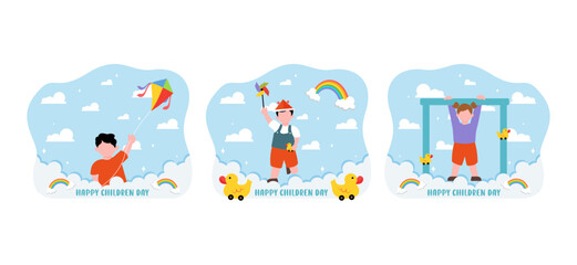 Children's Day Flat Bundle Design Illustration